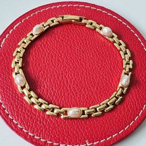Bridge Jewelry - Vintage Bead of Rice Bracelet with faux Pearl, Fine workmanship